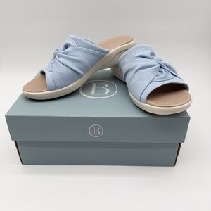 LifeStride BZees Cherish Washable Peep Toe Comfort Slide Sandals Blue 6 NEW